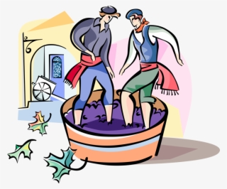 Vector Illustration Of Spanish Grape Crushing Stompers