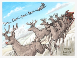 Clip Art Library Stock Forum Draw A Huskee Pulled Sled - Reindeer Pulling Sleigh Drawings