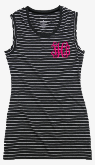 Black Stripe Sleeveless Dress/cover Up