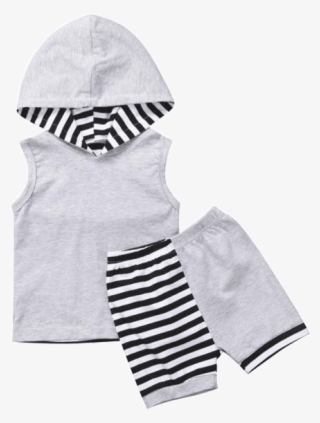 Petite Bello Summer Set 0-6 Months Gray & Black Striped - Clothing