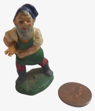 Antique 1900 German Erzgebirge Putz Santa's Elf Gnome - Sitting