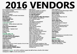 2016 Vendor Listing - Vendor