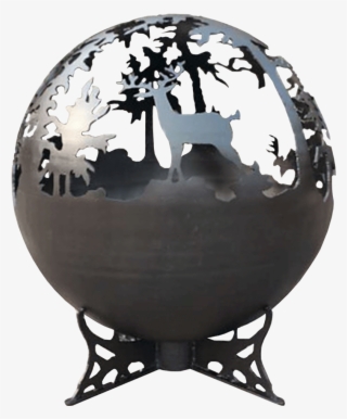 Deer Fire Globe Black Painted Steel - British Ironwork Centre Forest Design Fire Bowl