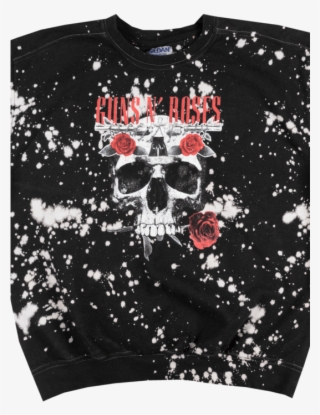 Guns N Roses Skull Crewneck Sweatshirt Rock Music Bleached - Crew Neck