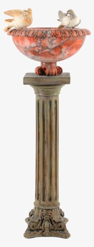 Italian Alabaster Bird Bath On Pedestal From Solvang - Bird Bath