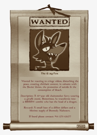 Pyrocynical Wanted Poster - Gray Fox Oblivion