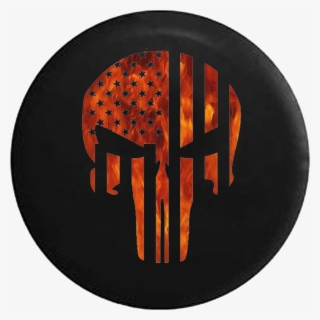 Tactical American Flag Patriot Skull Flames Fire - Fire
