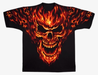 Raging Inferno Skull Tee Shirt - Skull T Shirt
