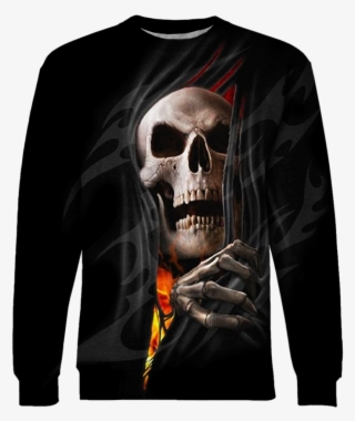 Fire Skull Tshirt - Spiral Direct Death Re-ripped Cotton Kids Hoody Blackskeleton
