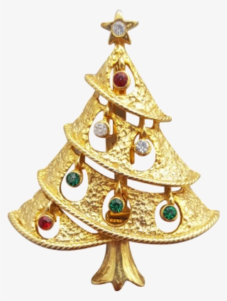 Vintage Rhinestone Christmas Tree Brooch Swooping Branches