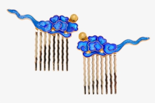 Enamel Auspicious Clouds Hair Comb - Hair