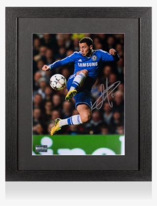 Eden Hazard Signed Chelsea Photo In Black Wooden Frame