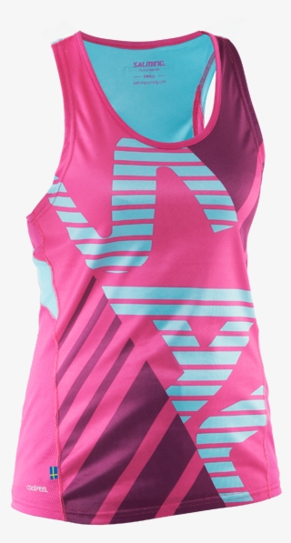 Salming Race Singlet Women- Pink Glo/turquoise - Salming Running Race Singlet Women Pink Damen