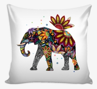 Floral Elephant Pillow Case, White Background