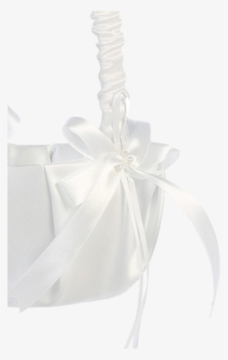 Pleated Matte Satin Flower Girls Basket W Pearls & - Wedding Favors