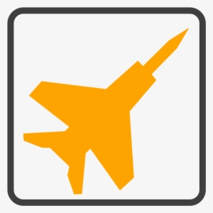 Fighter Jet Orange Icon - Jet Black & White