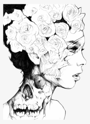 The Roses In Her Hair Are Beautiful - Roses As Hair Drawing
