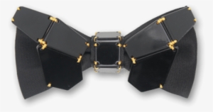 Geometry Butterfly In Gold Line Black Bow Tie - Belt