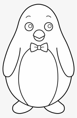 Colorable Penguin With Bow Tie - Penguin Clipart Black And White