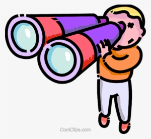 Boy Looking Through Binoculars Royalty Free Vector - Binoculars Clip Art
