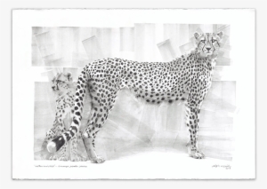 “mother And Child” For Sale Pencil Painting On Ac - Cheetah Painting Black And White