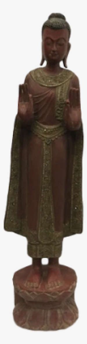 Antique Lacquer Mandalay Buddha - Bronze Sculpture