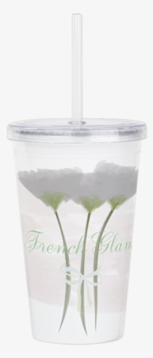 French Glam Watercolor Acrylic Double-wall Tumbler - Drinking Straw