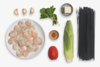 Shrimp & Squid Ink Spaghetti With Summer Vegetables - Ink Spaghetti