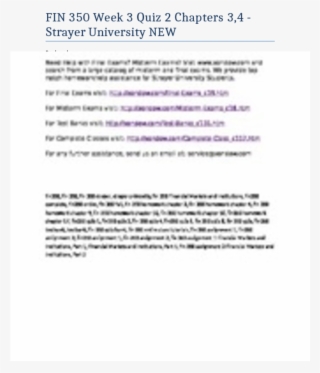 Fin 350 Week 3 Quiz 2 Chapters 3 4 Strayer University - Strayer University