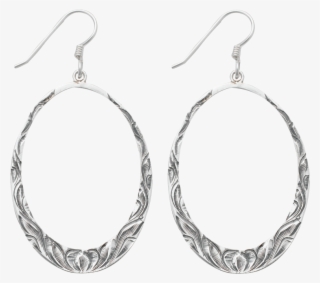 Vendor-unknown Collections Antiqued Sterling Drop Hoop - Vogt Silversmiths Women's Sterling Loops Western Earrings