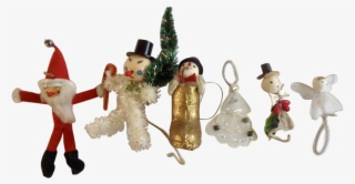 Adorable 1950's Saint Nick, White Christmas Tree, Angel