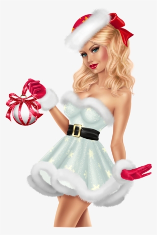 Girls Image, Clip Art, Santa, Cartoon, Christmas, Noel, - Tubes Femmes Noel En Bleu