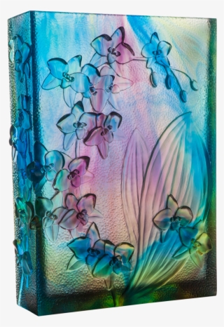 Daum Crystal Orchid Dark Magnum Vase