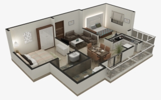 3d Floor Plan Design Services - Living Room Isometric View