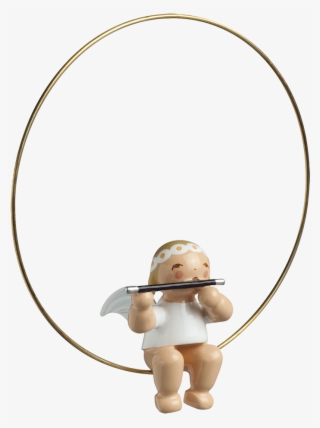 Christmas Tree Angel In Ring With Cross Flute - Wendt & Kühn Christbaumengel Im Ring Mit Querflöte