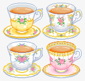 Some Designs From A Recent Collaboration With Stitchonomy - Pixel Art Tea Cup