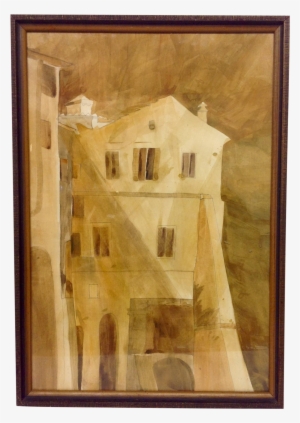 Fenninger Style Architectural Watercolor On Paper On - Picture Frame