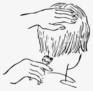 Vector Black And White Stock Women Style Haircutting - Hair Cutting Vector Images Png