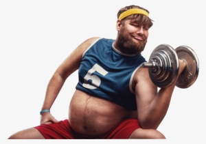 Fat Man Do Hard Exercises With A Dumbbell - Fat Man Transparent