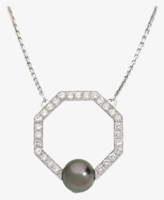 Art Deco Pendant With Tahitian Pearl And Diamonds Paving - Libya Seal
