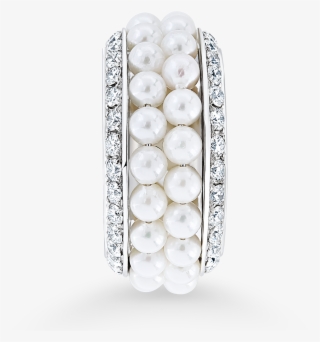 Two Row Akoya Pearl And Micro-set Diamond Ring
