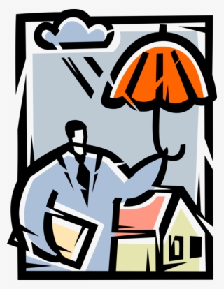 Vector Illustration Of Businessman Homeowner With Home