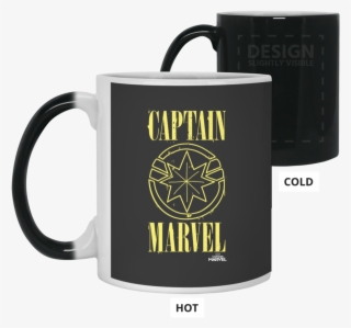 Captain Marvel Yellow Paint Drip Logo Color Changing - Heat Sensitive Mug Color Changing Coffee Mug