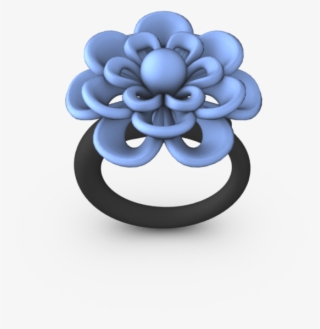 Blue 3d Printed Ring - Blueblossom
