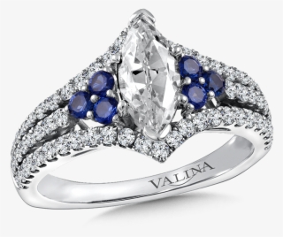 Valina Diamond & Blue Sapphire Engagement Ring Mounting - Engagement Ring