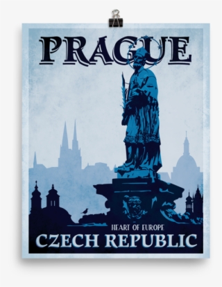Prague Vintage Travel Poster - Statue Of John Of Nepomuk