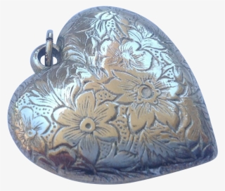 Vintage Sterling Silver Extra Large Puffy Heart Pendant - Poppy