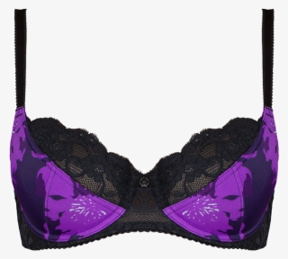 Flower Print Purple & Black Braa04 2025purple/black - Bra Black Purple