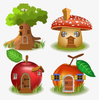 Free Clipart Fairy Apple Tree - ภาพ วาด บ้าน เห็ด