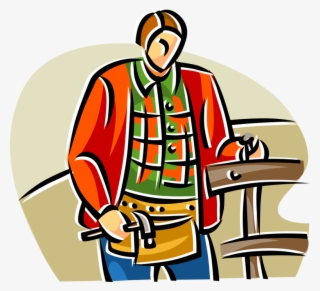 Vector Illustration Of Handyman Home Renovation Fence